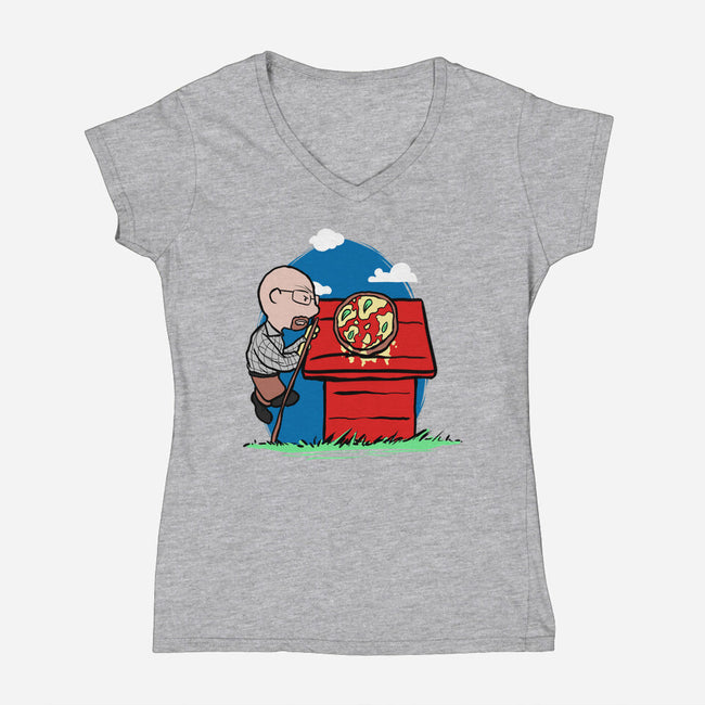 Rooftop Pizza-womens v-neck tee-fanfabio