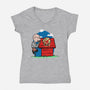 Rooftop Pizza-womens v-neck tee-fanfabio