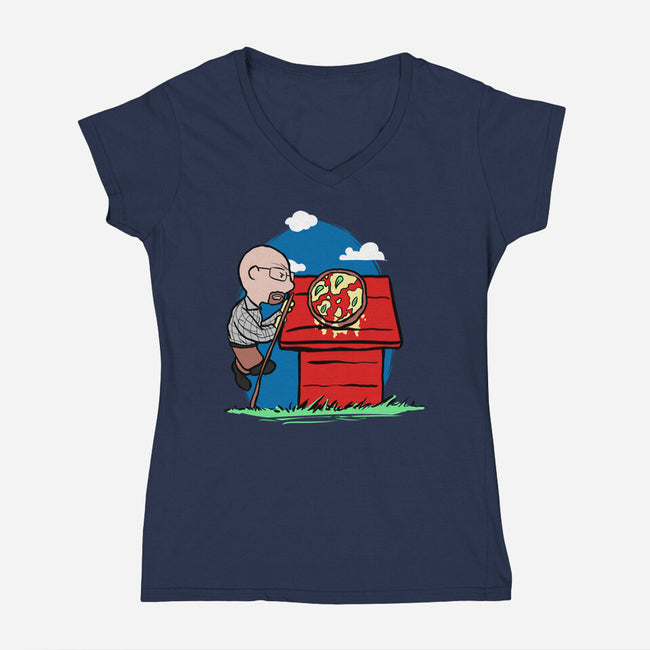 Rooftop Pizza-womens v-neck tee-fanfabio