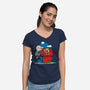 Rooftop Pizza-womens v-neck tee-fanfabio