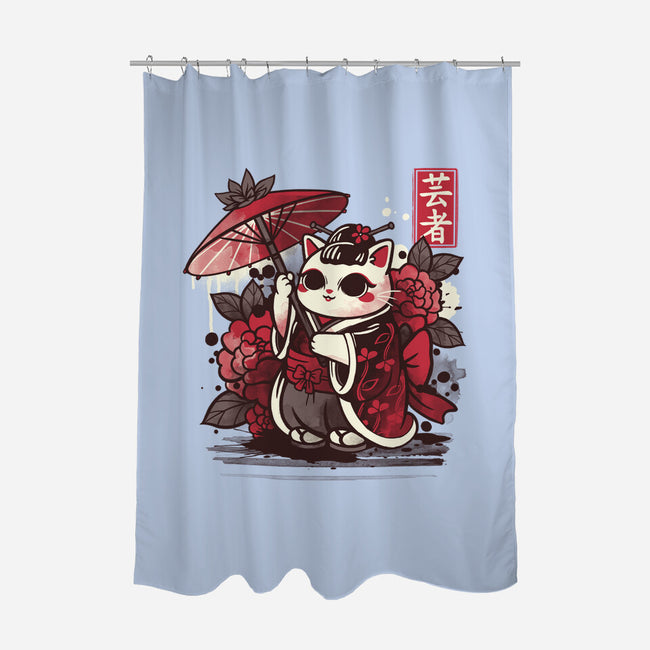 Meow Geisha-none polyester shower curtain-NemiMakeit