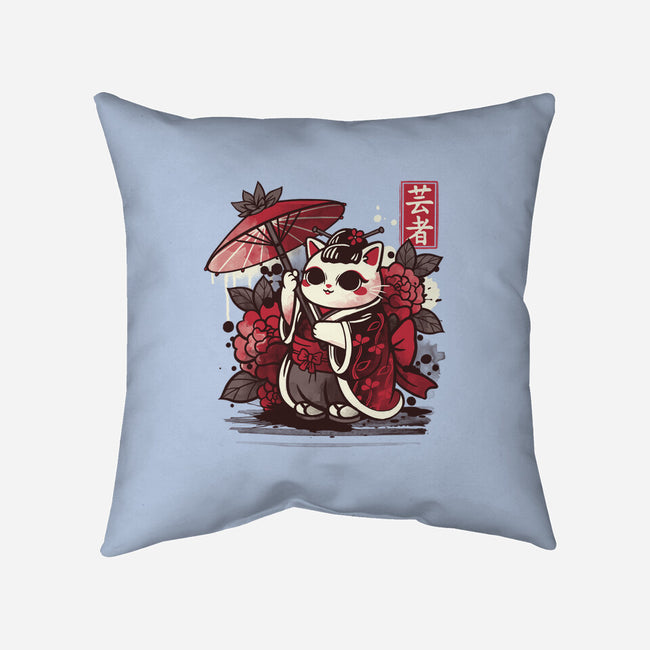 Meow Geisha-none removable cover w insert throw pillow-NemiMakeit