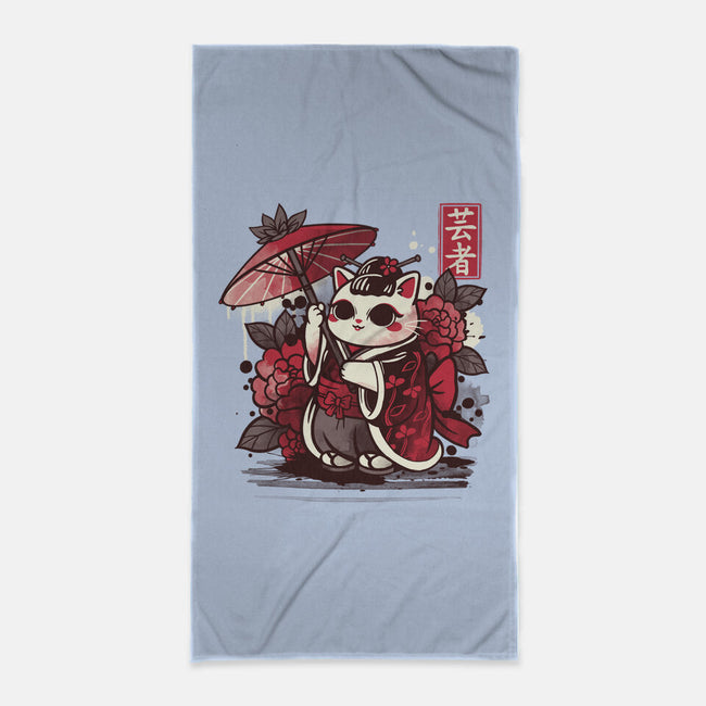 Meow Geisha-none beach towel-NemiMakeit