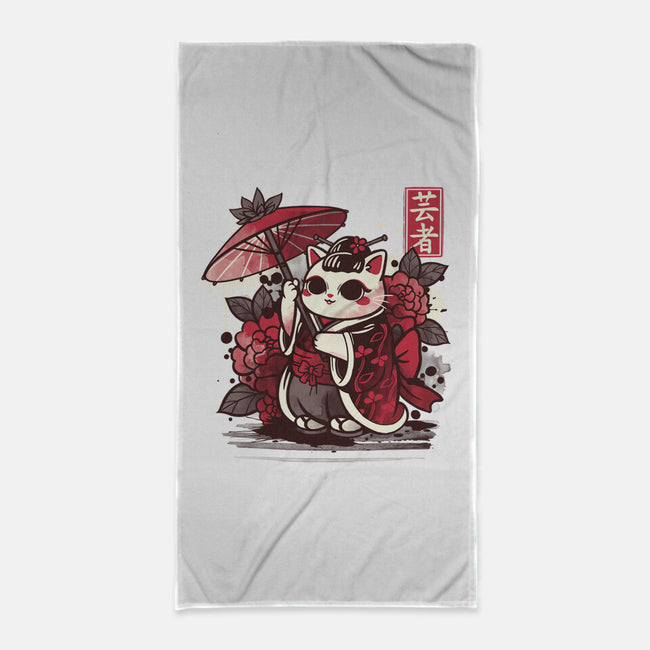 Meow Geisha-none beach towel-NemiMakeit