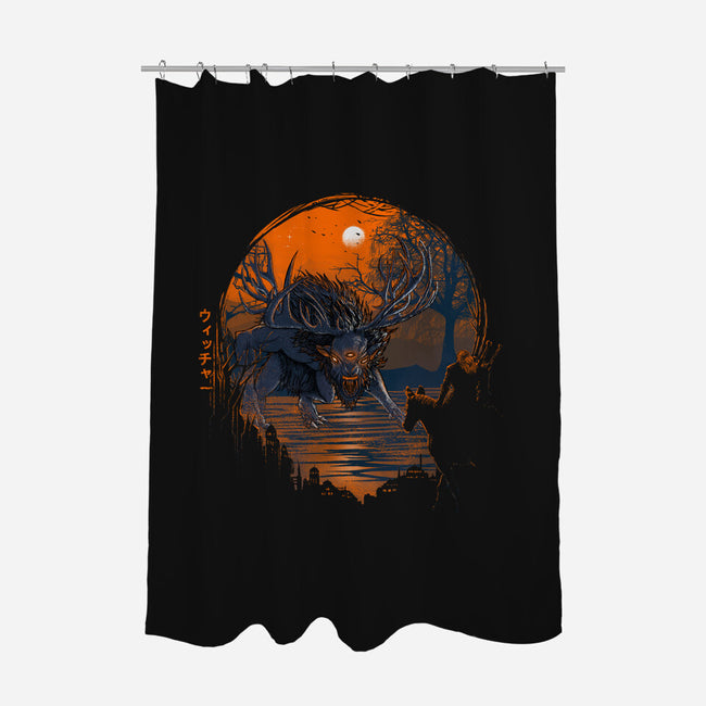 The Hunt-none polyester shower curtain-Ionfox