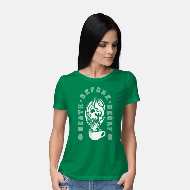 Death Before Decaf-womens basic tee-DCLawrence