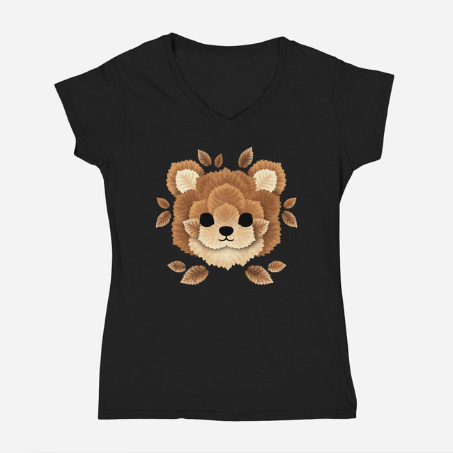 Bear Of Leaves-womens v-neck tee-NemiMakeit