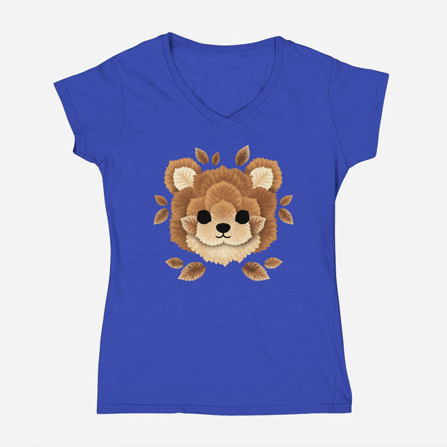 Bear Of Leaves-womens v-neck tee-NemiMakeit