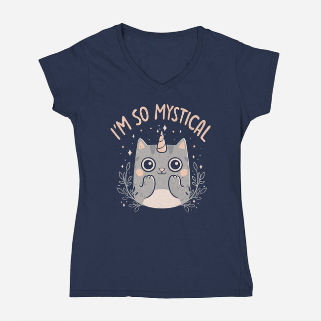 Mystical Kitty-womens v-neck tee-eduely