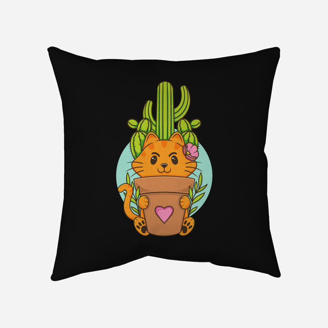 Catus-none removable cover throw pillow-Alundrart