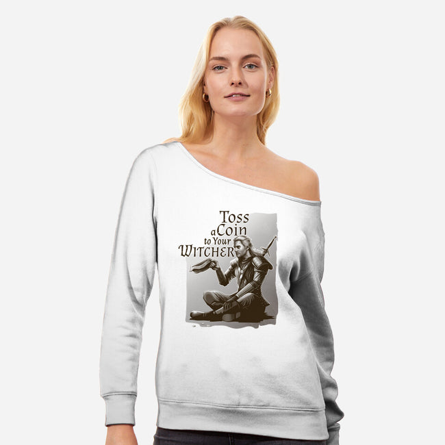Toss A Coin to Your Witcher-womens off shoulder sweatshirt-daobiwan