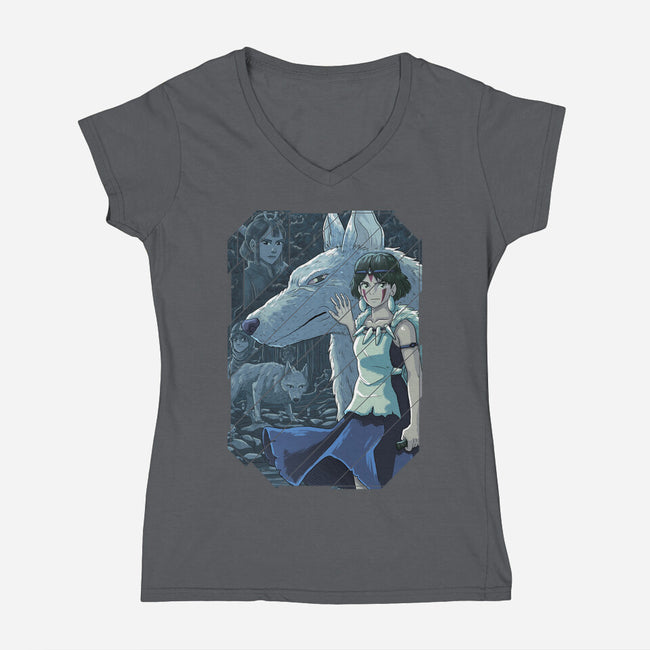 Mononoke Tiles-womens v-neck tee-danielmorris1993