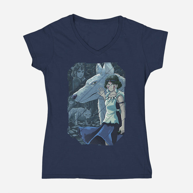 Mononoke Tiles-womens v-neck tee-danielmorris1993