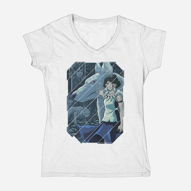 Mononoke Tiles-womens v-neck tee-danielmorris1993