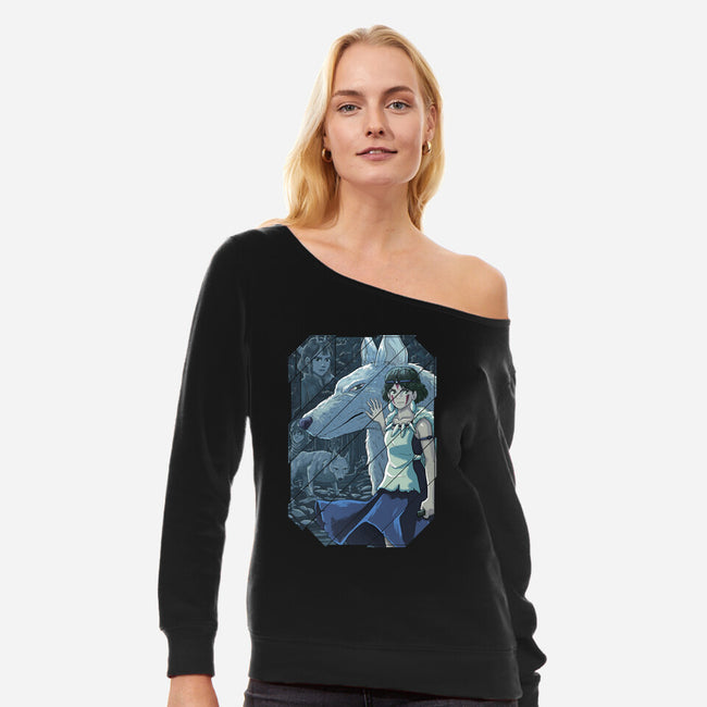 Mononoke Tiles-womens off shoulder sweatshirt-danielmorris1993