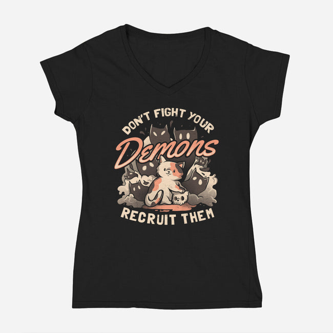 Recruit Your Demons-womens v-neck tee-eduely
