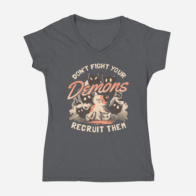 Recruit Your Demons-womens v-neck tee-eduely