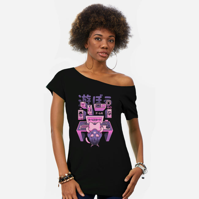 Game On-womens off shoulder tee-eduely