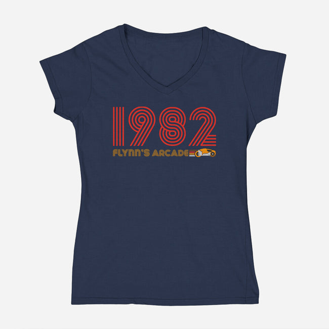 Flynn's Arcade 1982-womens v-neck tee-DrMonekers