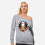 Crowned Hu Tao Ghost-womens off shoulder sweatshirt-Logozaste