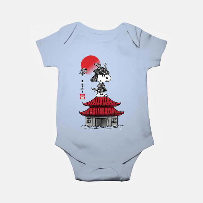 Beagle Samurai Sumi-E-baby basic onesie-DrMonekers