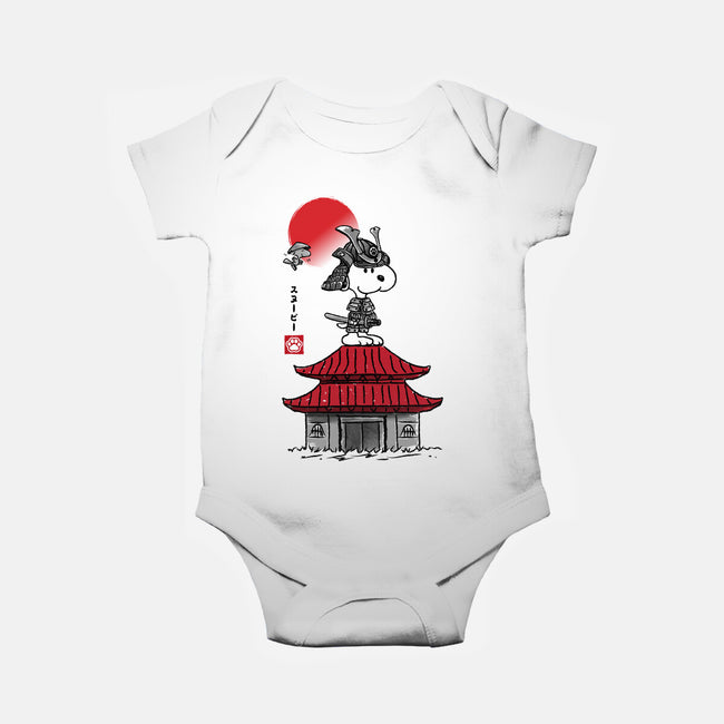 Beagle Samurai Sumi-E-baby basic onesie-DrMonekers