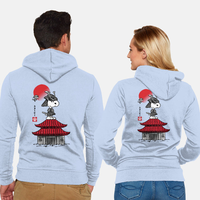 Beagle Samurai Sumi-E-unisex zip-up sweatshirt-DrMonekers