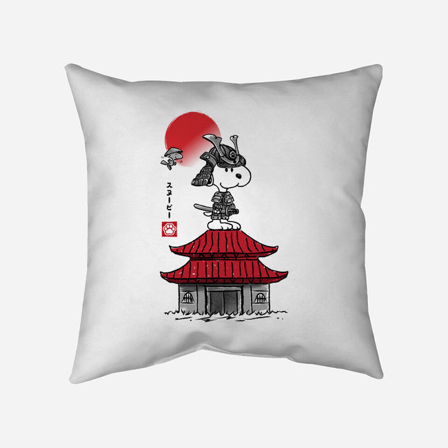 Beagle Samurai Sumi-E-none removable cover throw pillow-DrMonekers