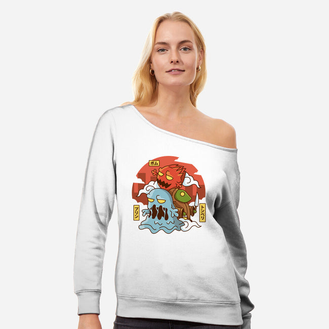 Fantasy Enemies-womens off shoulder sweatshirt-Logozaste