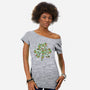 St. Purrtrick's Shamrock-womens off shoulder tee-krisren28