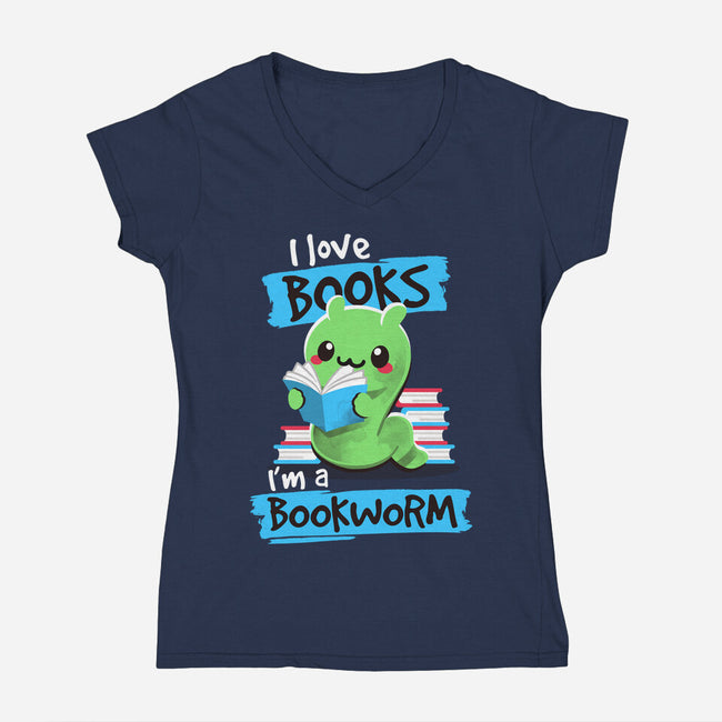 Bookworm-womens v-neck tee-NemiMakeit