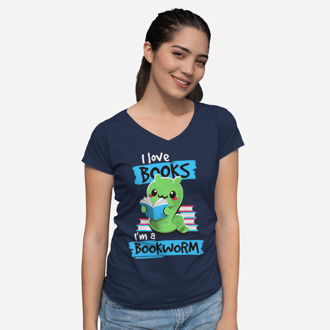 Bookworm-womens v-neck tee-NemiMakeit