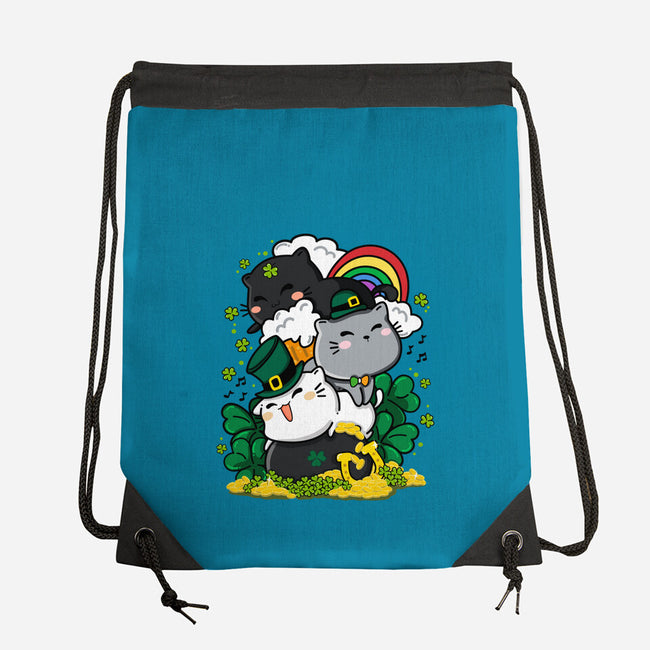 St. Purrty's Day-none drawstring bag-krisren28