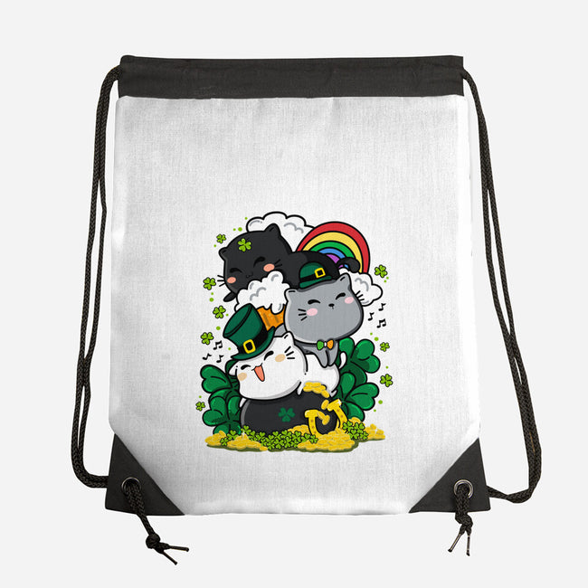 St. Purrty's Day-none drawstring bag-krisren28