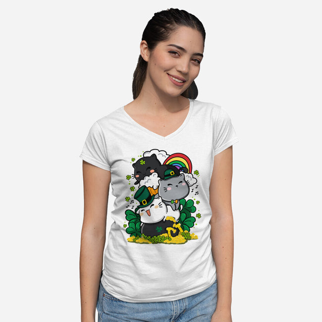 St. Purrty's Day-womens v-neck tee-krisren28