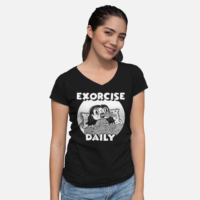 Exorcise Daily-womens v-neck tee-Paul Simic