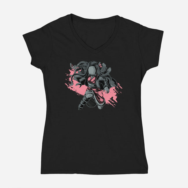Dark Nezuko-womens v-neck tee-xMorfina
