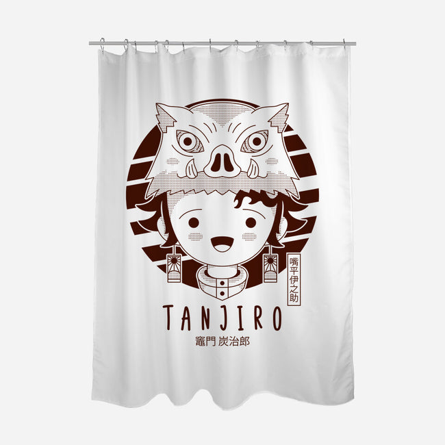 Masked Tanjiro-none polyester shower curtain-Logozaste