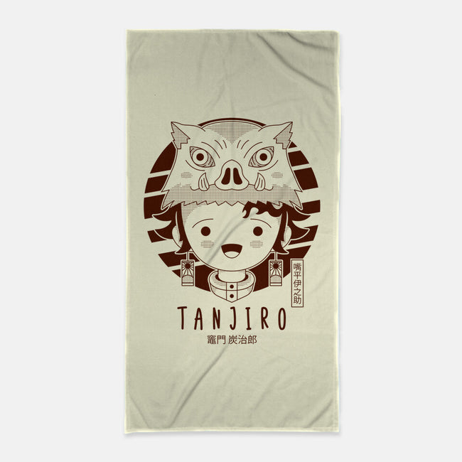 Masked Tanjiro-none beach towel-Logozaste
