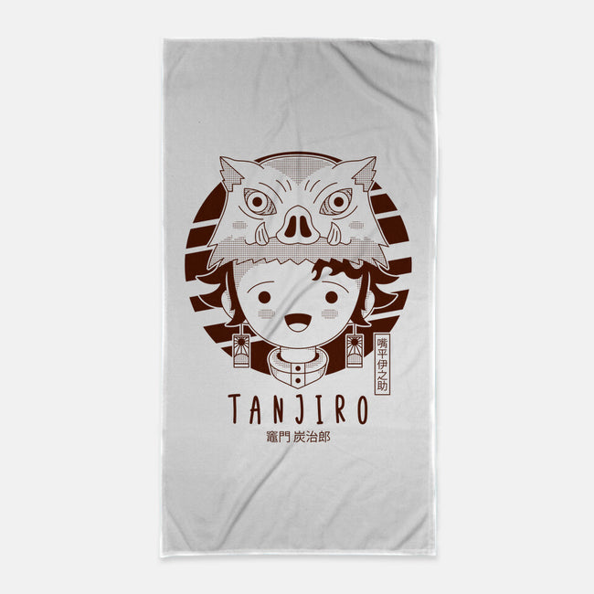 Masked Tanjiro-none beach towel-Logozaste