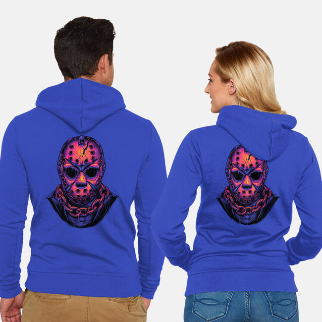 Glowing Camper-unisex zip-up sweatshirt-glitchygorilla