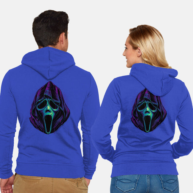 Glowing Ghost-unisex zip-up sweatshirt-glitchygorilla