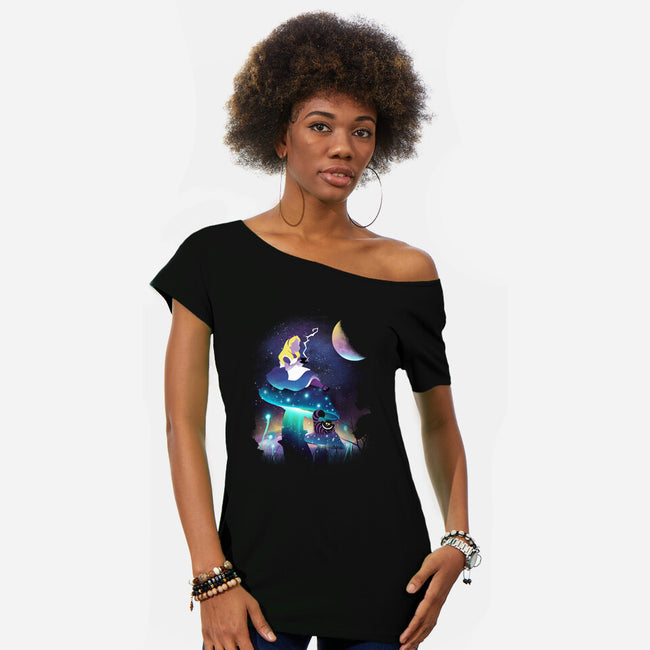 Cosmic Wonderland-womens off shoulder tee-dandingeroz