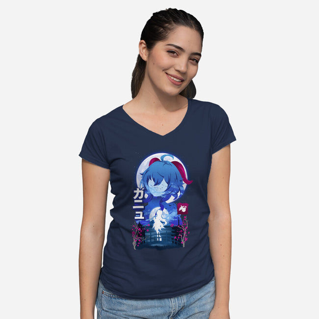 Ganyu-womens v-neck tee-hirolabs
