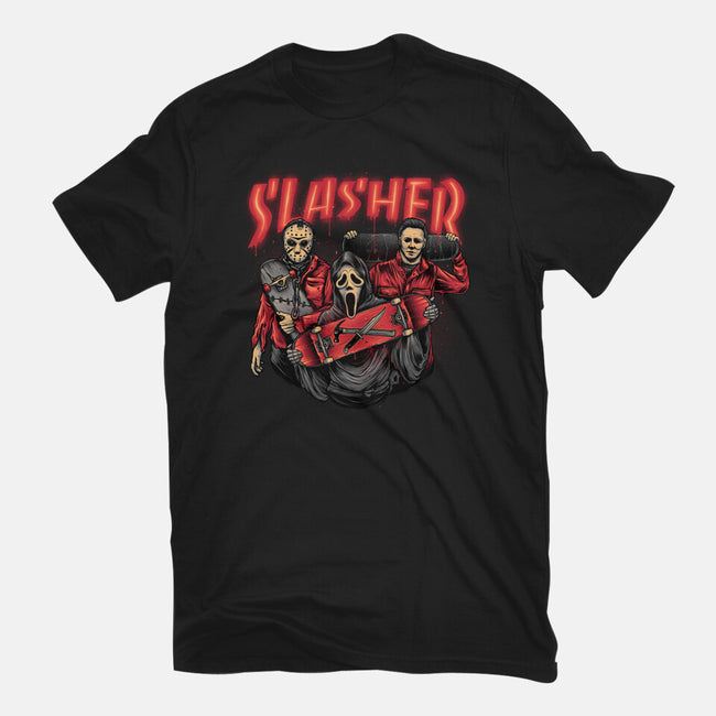 Slasher Club-mens basic tee-glitchygorilla