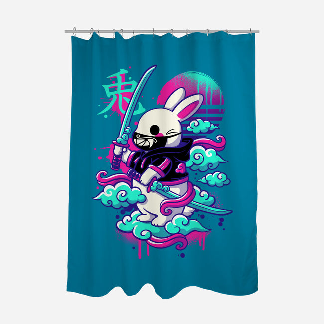 Cybersamurai Bunny-none polyester shower curtain-NemiMakeit