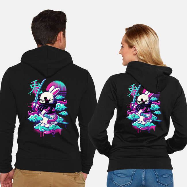Cybersamurai Bunny-unisex zip-up sweatshirt-NemiMakeit