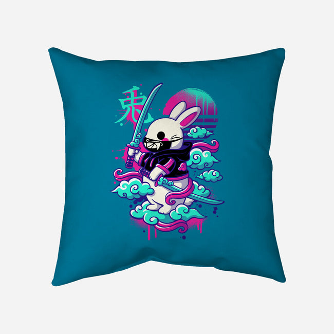 Cybersamurai Bunny-none removable cover w insert throw pillow-NemiMakeit