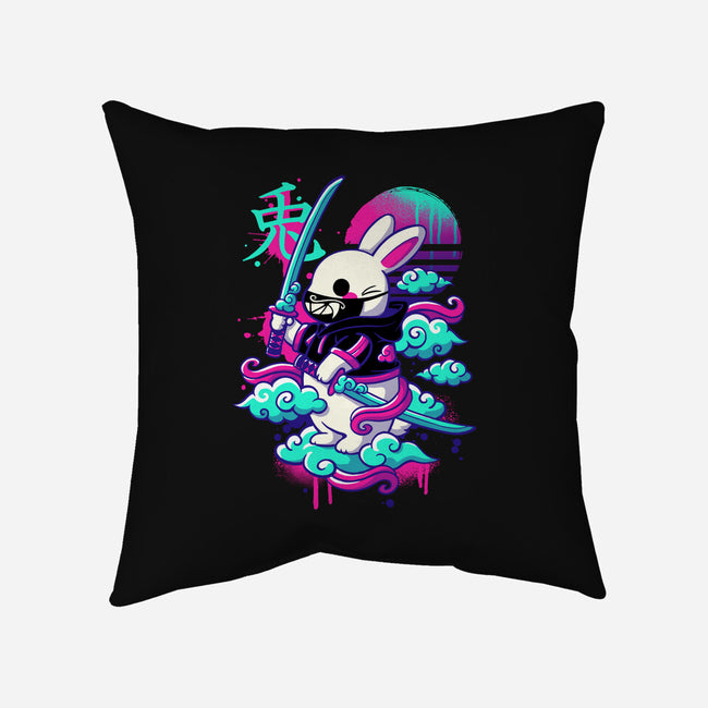 Cybersamurai Bunny-none removable cover throw pillow-NemiMakeit