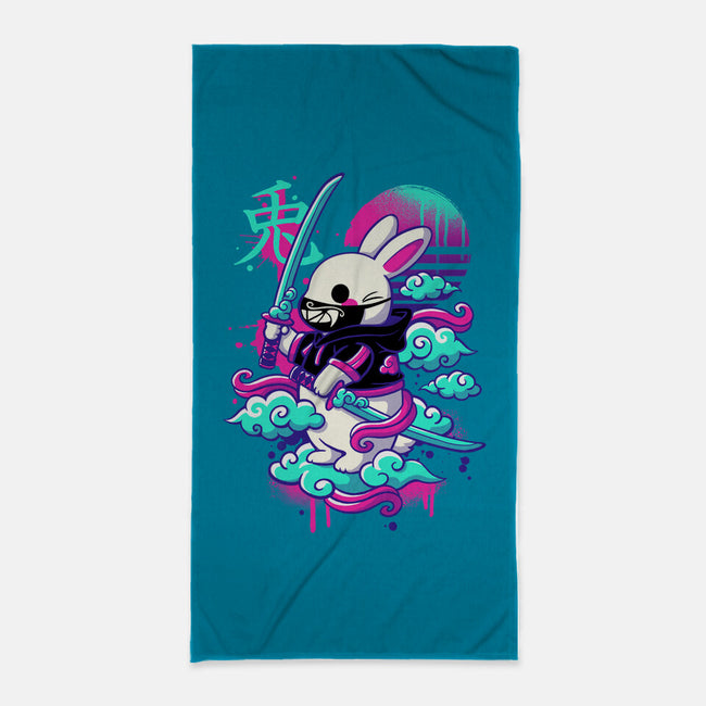 Cybersamurai Bunny-none beach towel-NemiMakeit